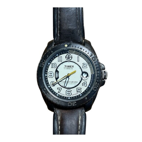 Timex Expedition Watch Men 45mm Gunmetal Brown Perpetual Calendar New Battery